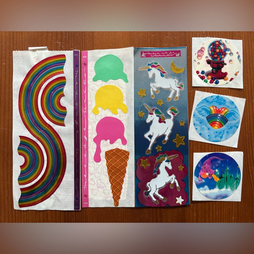 Vintage 1980’s Lisa Frank, Toots Message and Cardesign Message Stickers